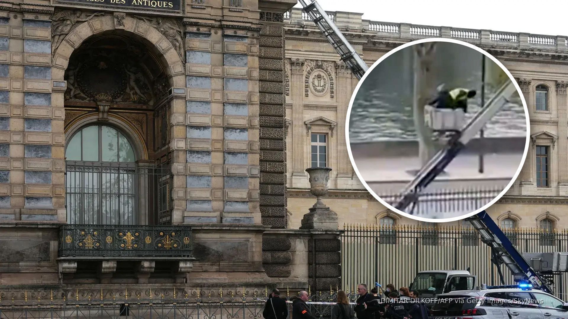 Louvre thieves caught on video escaping using a cherry picker and bike